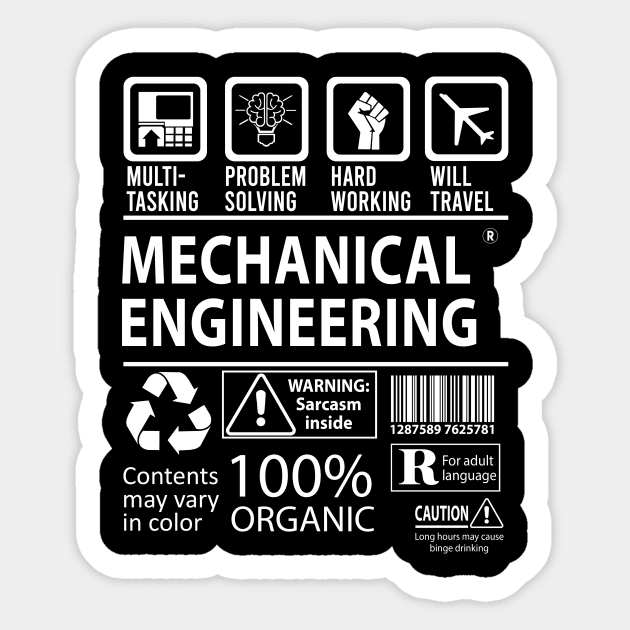 Mechanical Engineering T Shirt - MultiTasking Certified Job Gift Item Tee Sticker by Aquastal